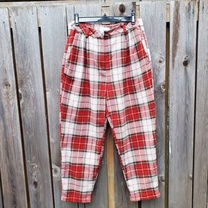 H&M red plaid pants, US 8.